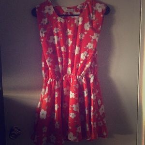 Red floral printing blouse